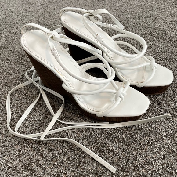 ASOS Square Toe Strappy Platform Wedges - Picture 1 of 4